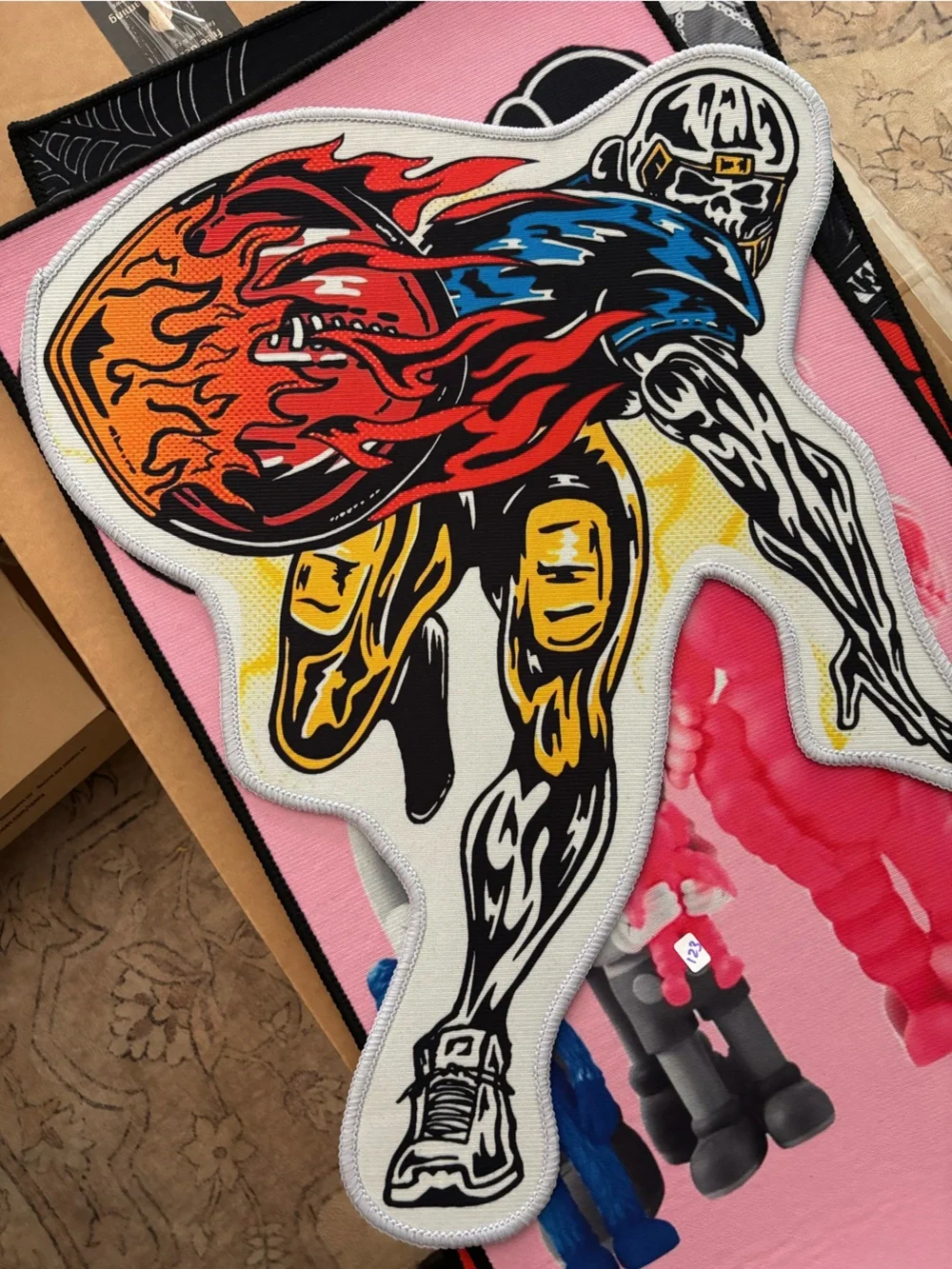Graphic Flaming football Wall Decor - Multicolor